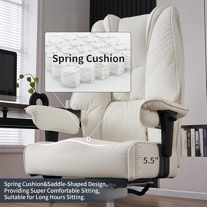 Big and Tall Office Chair 400lbs Wide Seat, Leather High Back Executive Office - Image 4