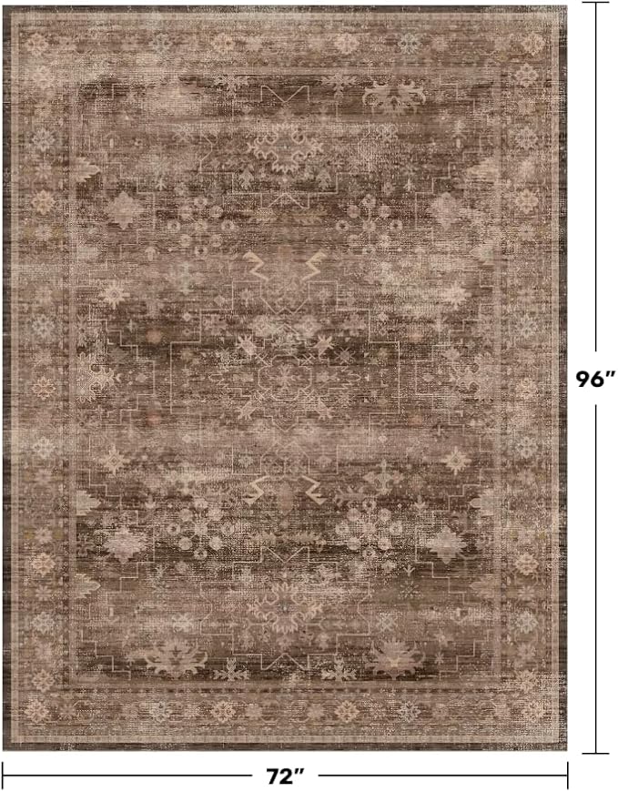 Boho Brown Living Room Rug 6x8 - Image 2
