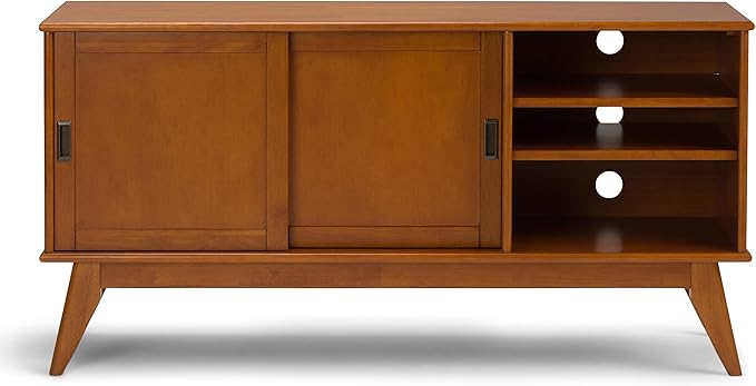 SIMPLIHOME Draper SOLID HARDWOOD 60 Inch Wide Mid Century Modern TV Media Stand - Image 5