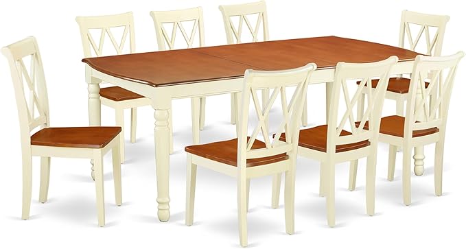 East West Furniture DOCL9-BMK-W 9 Piece Dining Table Set Includes a Rectangle by EastWestFurniture