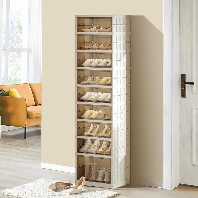 ELPHECO 9 Tier 18 Pairs Shoe Rack Organizer Foldable Sneaker Cabinet Bins by ELPHECOUSA