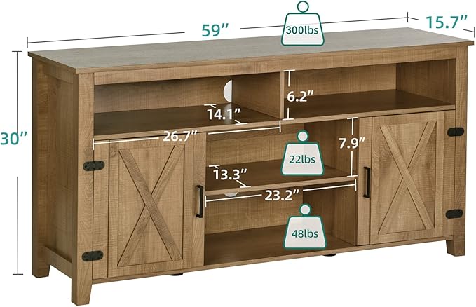 YITAHOME Television Stand for 65 Inch TV, Farmhouse TV Stand Entertainment - Image 4