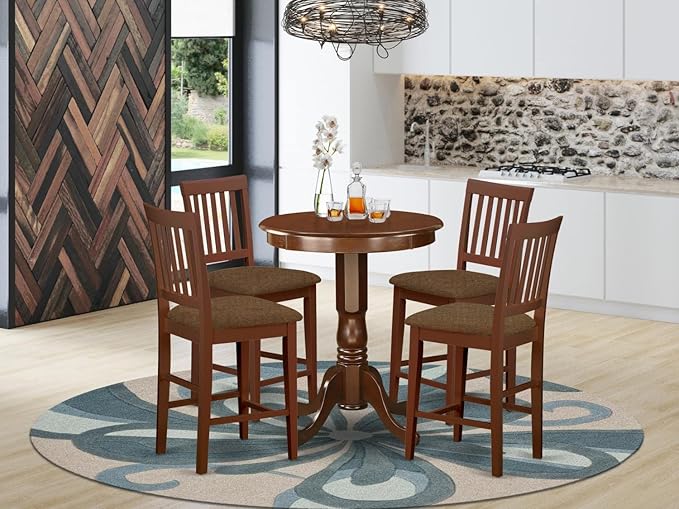 East West Furniture EDVN5-MAH-C 5 Piece Counter Height Dining Table Set - Image 7
