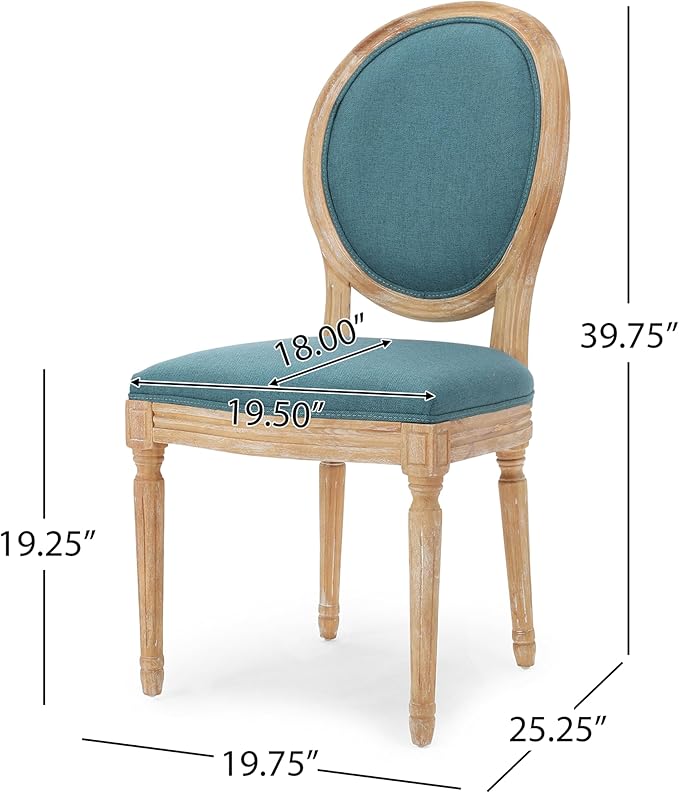 Christopher Knight Home Phinnaeus Fabric Dining Chairs, 2-Pcs Set, Dark Teal - Image 3