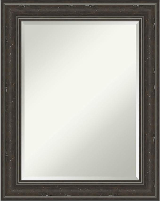 Amanti Art Brown Wall Mirror 30x24 Shipwreck Greywash Rectangle Bathroom Mirror by AmantiArt
