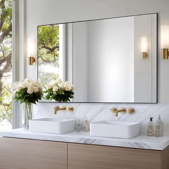 KOCUUY Black Bathroom Mirror, 55x36 Large Wall Mirror - Image 5