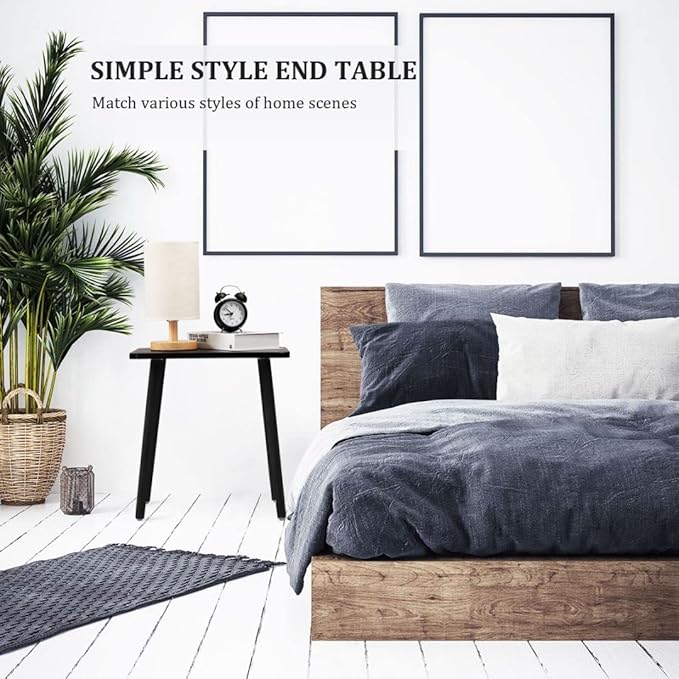 FORAOFUR Black Side/End Table, Minimalist Wooden Small Accent Table - Image 6