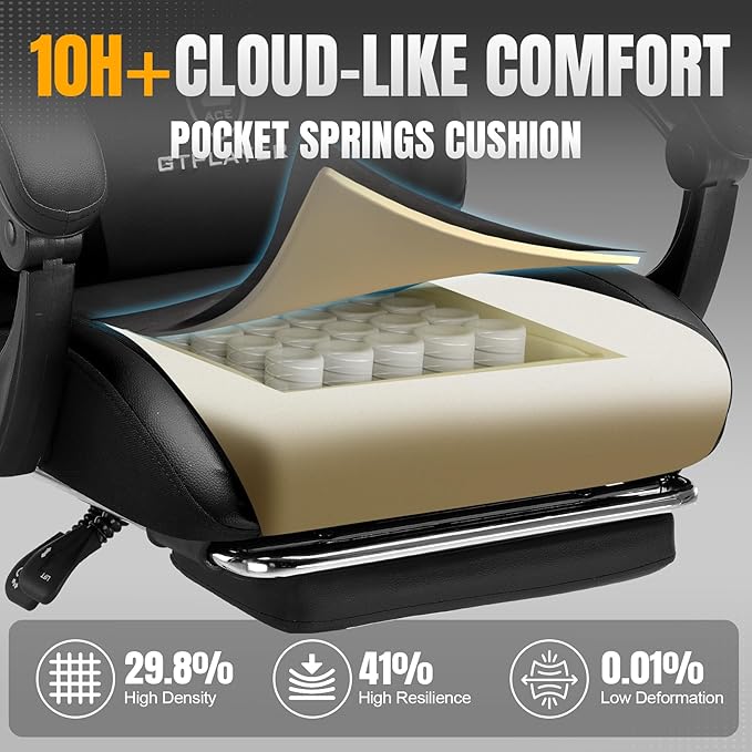 GTRACING Gaming Chair with Foot Rest & Pocket Spring Cushion, Ergonomic High - Image 4