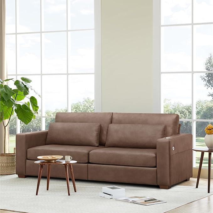 89" Sofa Couch for Living Room Faux Leather Upholstered Couch by Kislot