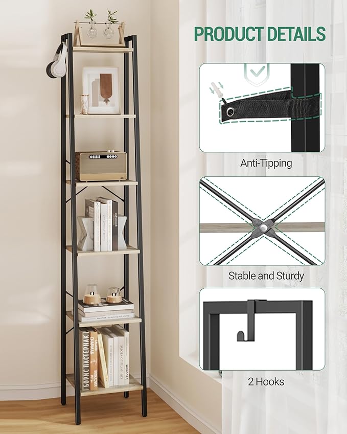 Ladder Shelf, Bookshelf Bookcase, Freestanding Corner Storage Shelve - Image 4