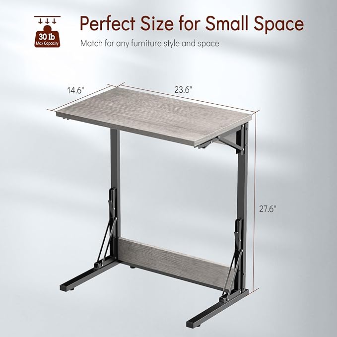 Tatub 24" Folding C Shaped End Table Set of 2, Small Sofa Side Laptop Desk - Image 3