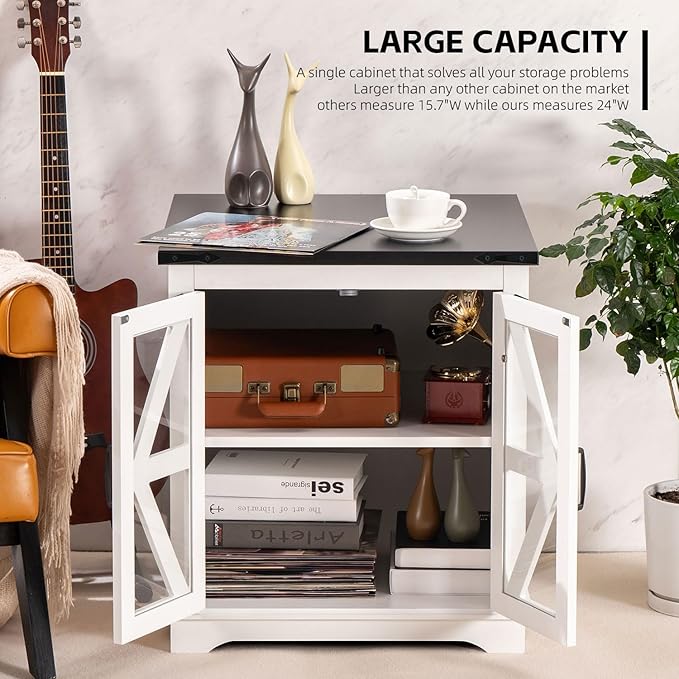 Farmhouse End Table, Rustic Square Sofa Beside Table - Image 4
