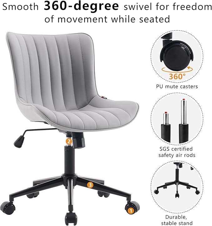 YOUNIKE Grey Home Office Desk Chair - Image 4