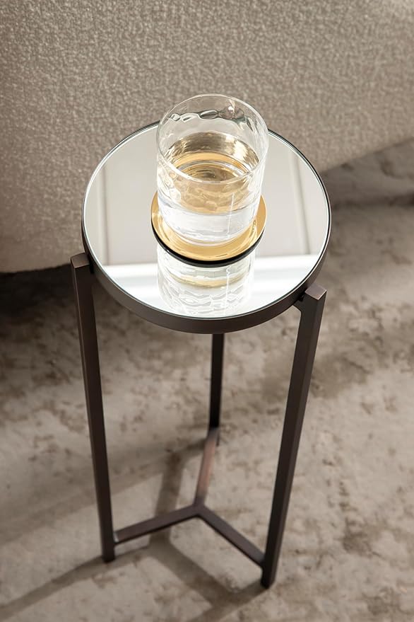 Kate and Laurel Aguilar Modern Mirrored Round Drink Table, Metal Accent Table - Image 4