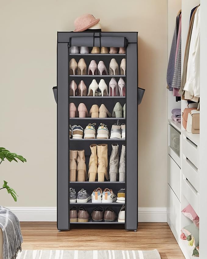 SONGMICS Shoe Rack with Non-Woven Fabric Cover, 9 Tier Storage Shelf - Image 2
