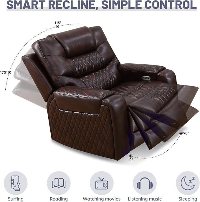 3+2+1 PU Leather Power Sectional Sofa Set, Living Room Furniture, Reclining - Image 4