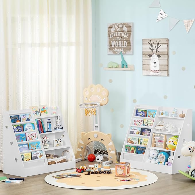 Lerliuo 4 Tier Kids Bookshelf and Storage Organizer, Five Layer Sling Children - Image 4