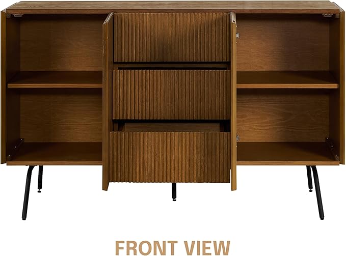 NTC Veil Sideboard with 2 Doors and 3 Drawers, Buffet Cabinet with Vertical - Image 4