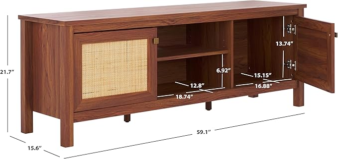 SAFAVIEH Evane TV Stand for up to 65" Flatscreen – Walnut & Natural, 2 Doors - Image 2