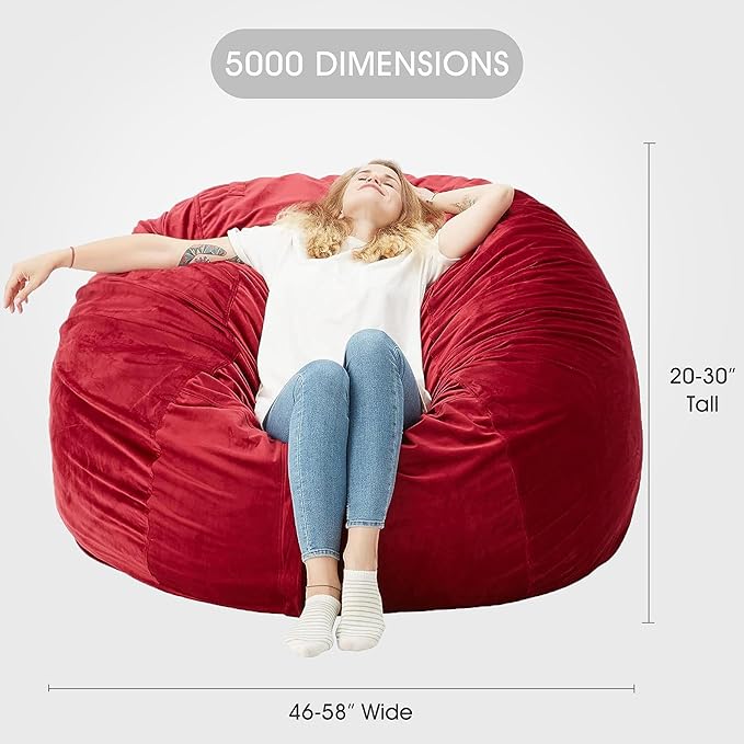 HABUTWAY Bean Bag Chair: Giant 5' Memory Foam Furniture Bean Bag Chair - 5Ft - Image 3