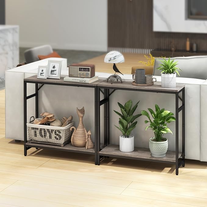 Narrow Console Table, 2 Tier Entryway Table, Thin Sofa Table, Industrial Couch - Image 6