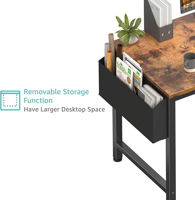 Lufeiya Computer Desk with Power Outlet, 47 inch Teen Study Table Home Office - Image 6