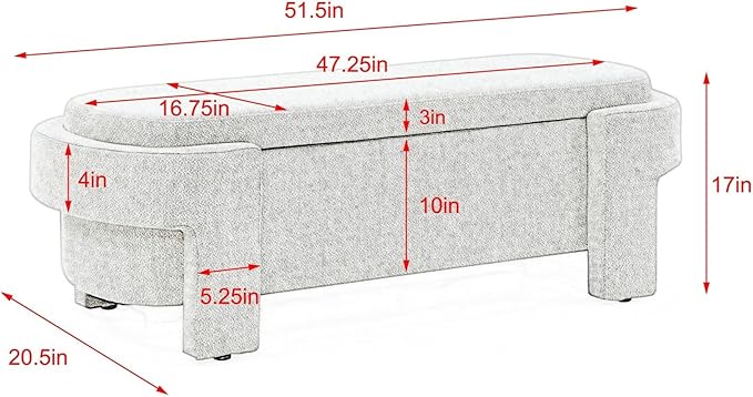 KEIKI 51" Linen Ottoman Bench - Image 2