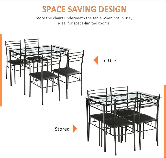 VECELO Kitchen Dining Table and Chairs Set - Image 5