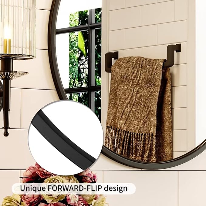 Growsun 24'' Black Round Mirror, Circle Wall Mirror - Image 4