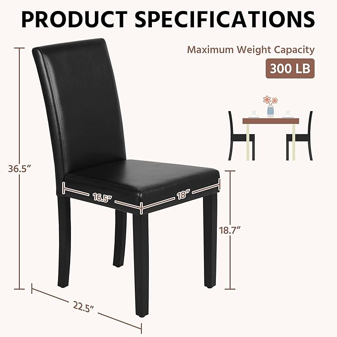 Yaheetech Dining Chairs Set of 2 Faux Leather Modern Dining Room Chairs - Image 3