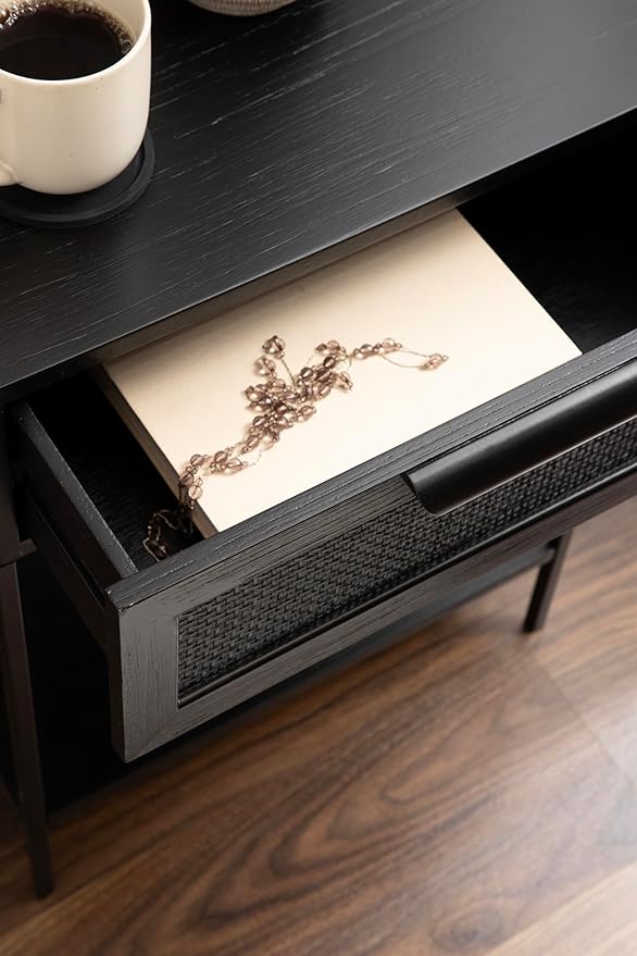 Kate and Laurel Ori Modern Cane Rectangle Side Table, Versatile Rattan Living - Image 5