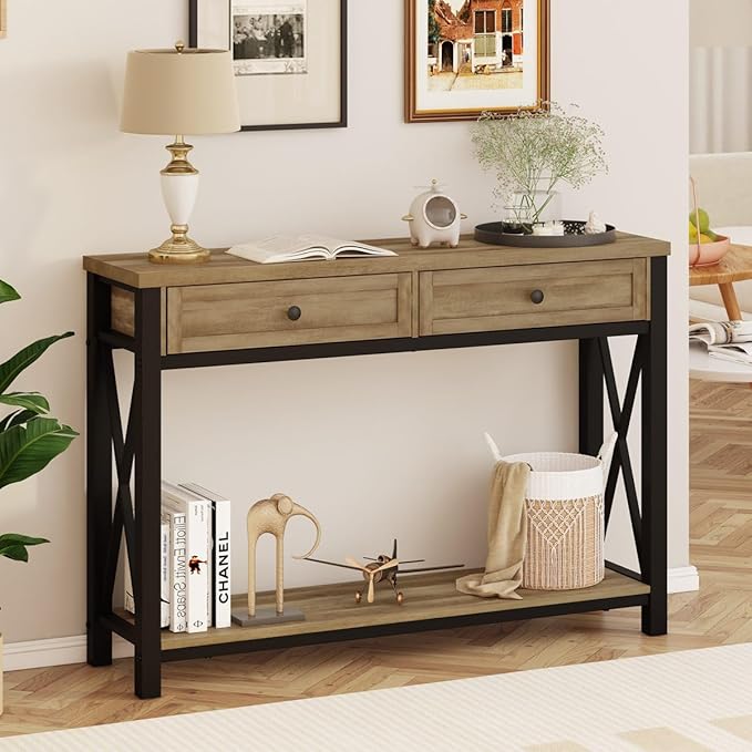 BON AUGURE Entryway Table with Drawers, Sofa Table with Storage, Couch Tables - Image 8