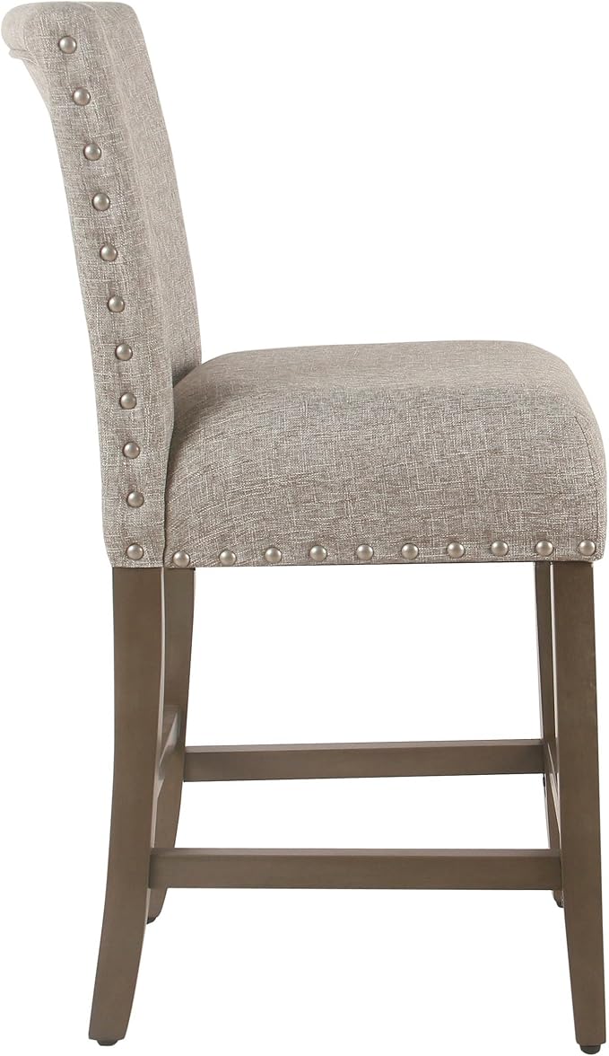 Homepop Home Decor | Backless Nailhead Trim Counter Height Bar Stools | 24 Inch - Image 8