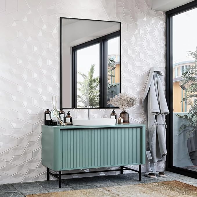 Bathroom Mirror 30x36 Inch, Rectangle Wall Mounted Mirror, Metal Framed Vanity - Image 2