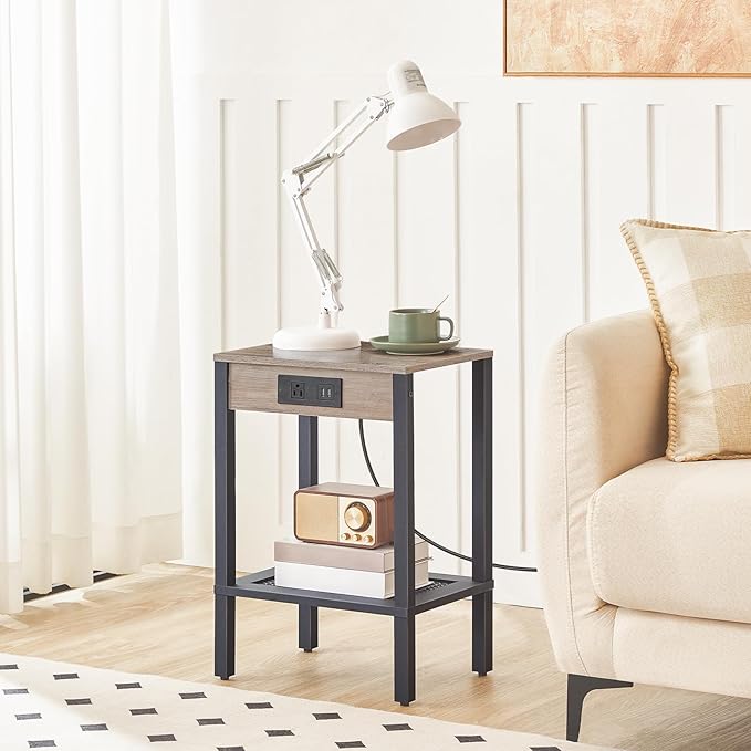 HOOBRO Side Table with Charging Station, End Table with USB Ports and Outlet - Image 2