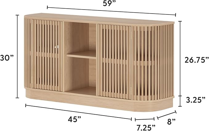 Plank+Beam Contour Wood TV Stand, Two Door Solid Wood Entertainment Console - Image 2