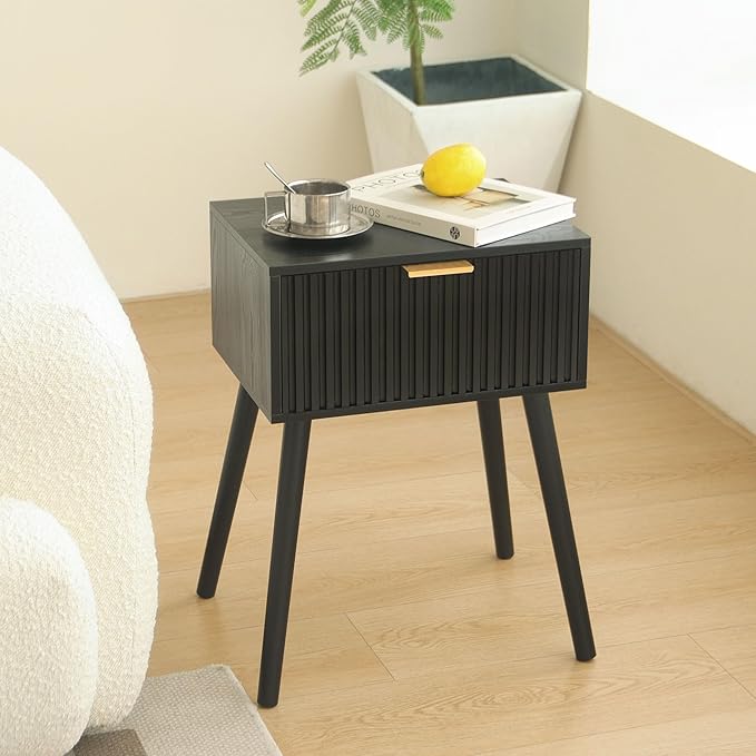 Black Nightstand, Small End Tables Living Room, Accent Bedside Table - Image 7