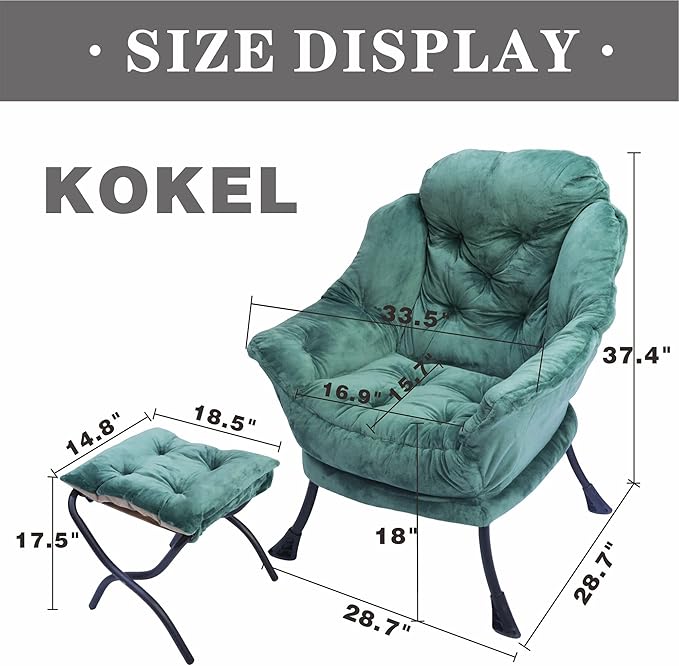 Kokel Lazy Chair with Folding Ottoman, Living Room Chairs - Image 3
