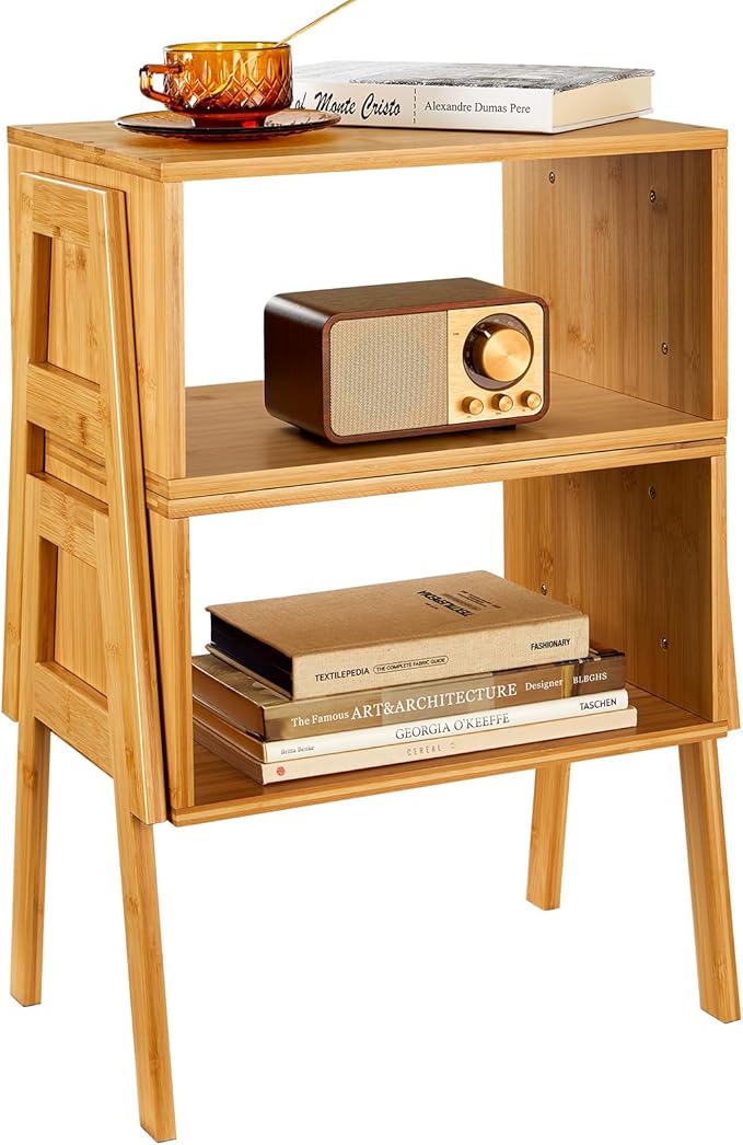 Pipishell Bamboo Stackable End Tables, Wood Living Room Nightstand, Bedside - Image 9