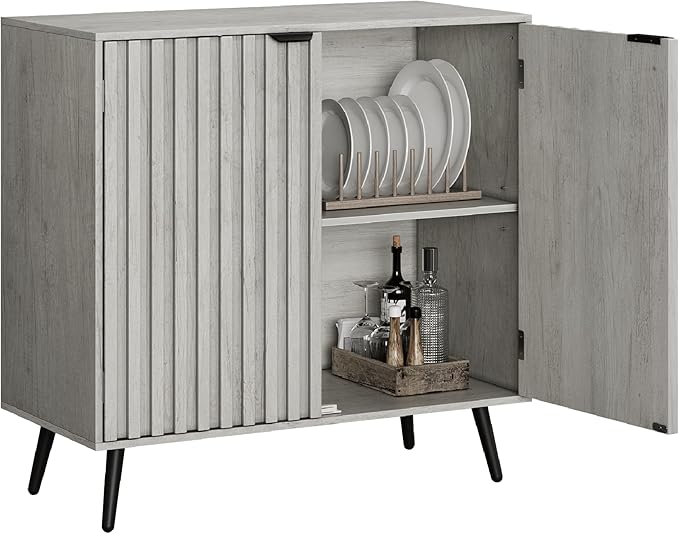 Smuxee Freestanding Fluted Sideboard, Adjustable Shelf - Image 8