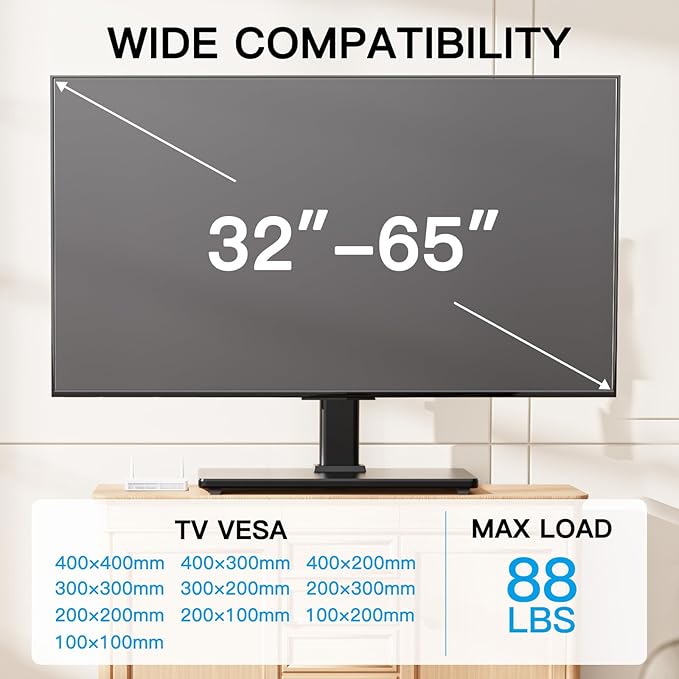 PERLESMITH Universal Swivel TV Stand-Table Top TV Stand - Image 2