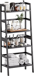 HITNET Black Bookshelf, 4-Tier Ladder Shelf, Freestanding Leaning Bookcase by HITNET