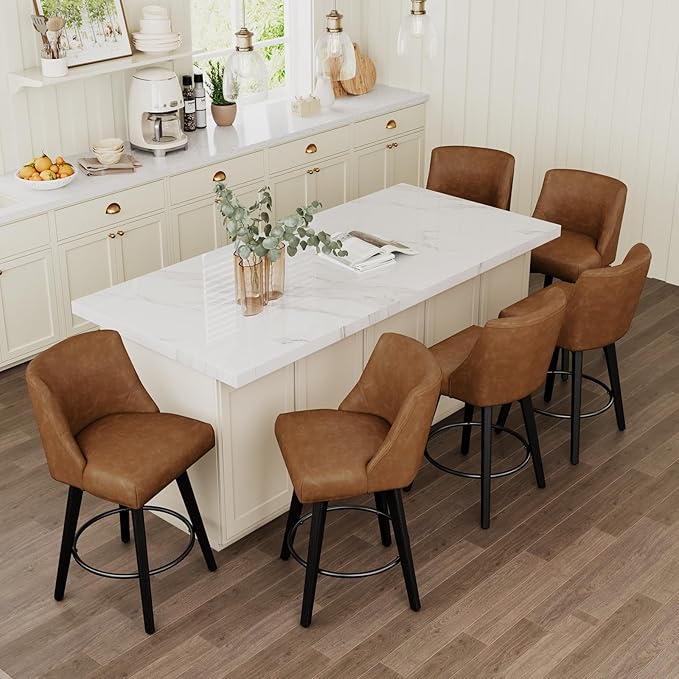 Vipbear Swivel Counter Height Bar Stools Set of 6, 26.8" H Counter Stools by VipbearLiving
