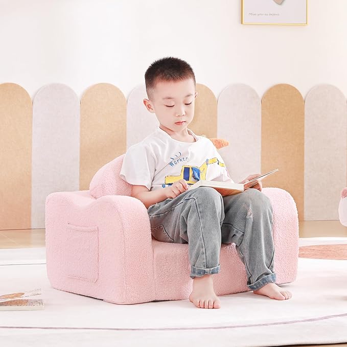 Tiita Kids Chair Couch, Folding Toddler Comfy Sofa Chairs, 2-in-1 Kids Plush - Image 2
