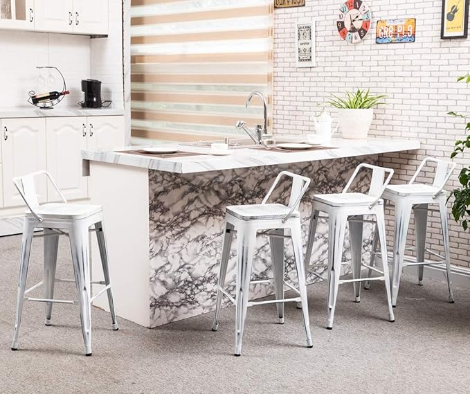 Yongchuang 30 inch Bar Stools Set of 4 Bar Height Metal Barstools - Image 7