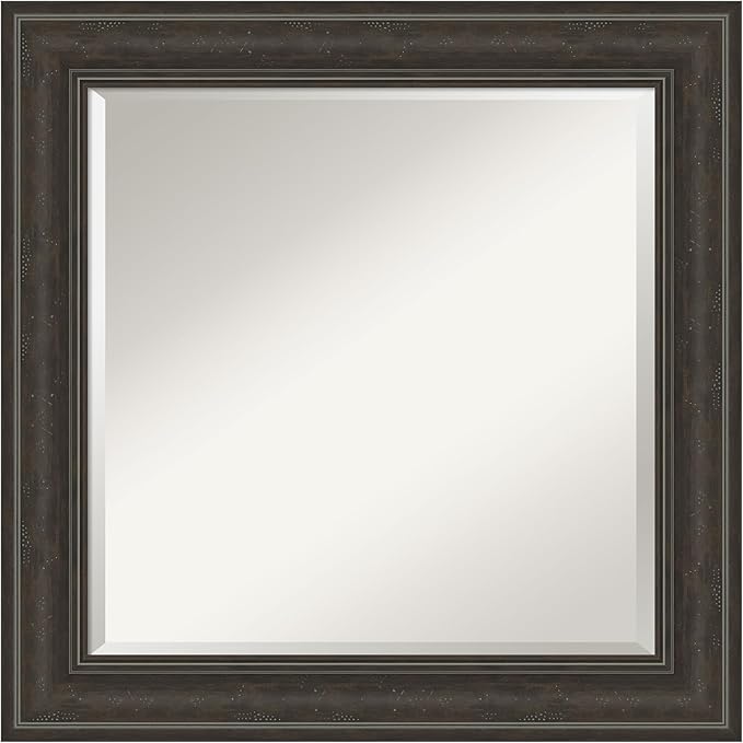 Amanti Art Brown Wall Mirror 26x26 Shipwreck Greywash Square Bathroom Mirror by AmantiArt