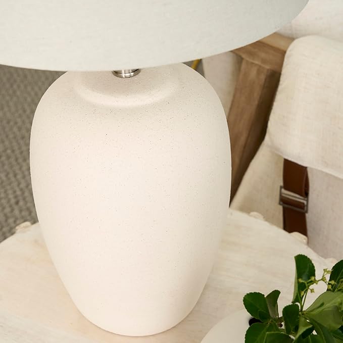Nourison Home 23" Natural White Ceramic Jar Table Lamp - Image 4