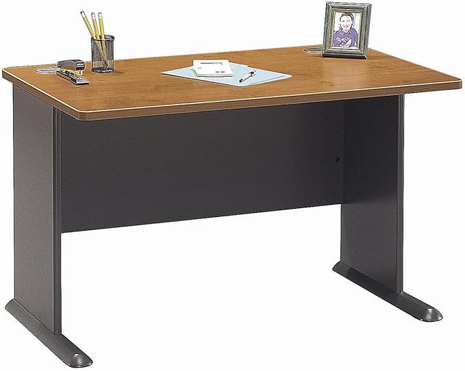 Bush Business Furniture Series A 48W Computer Desk in Natural Cherry and Slate - Image 5