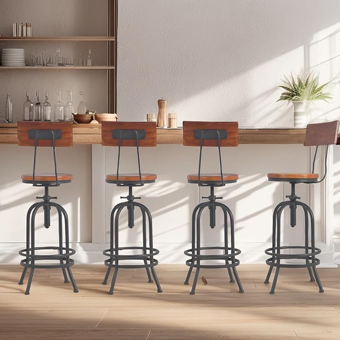 Set of 2-Industrial Bar Stools - Image 2