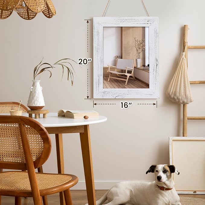 QDSSDECO 16"×20" Wall Mirror Farmhouse Decor Rectangular Mirror Hanging - Image 4